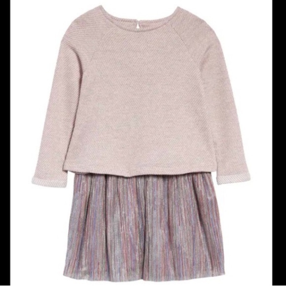 NWOT PIPPA & JULIE Knit SPARKLE RAINBOW PINK Dress Set